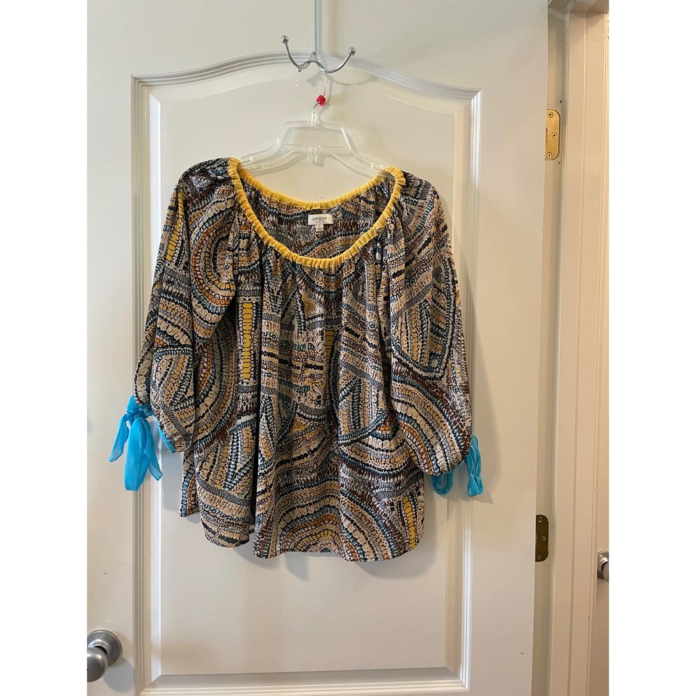 Umgee Small Snakeskin Sheer 3/4 Sleeve Tunic EUC